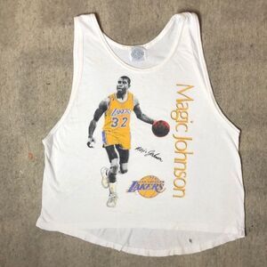 Rare Vintage 1980’s Single Stitch Distressed Magic Johnson Lakers Tank | L